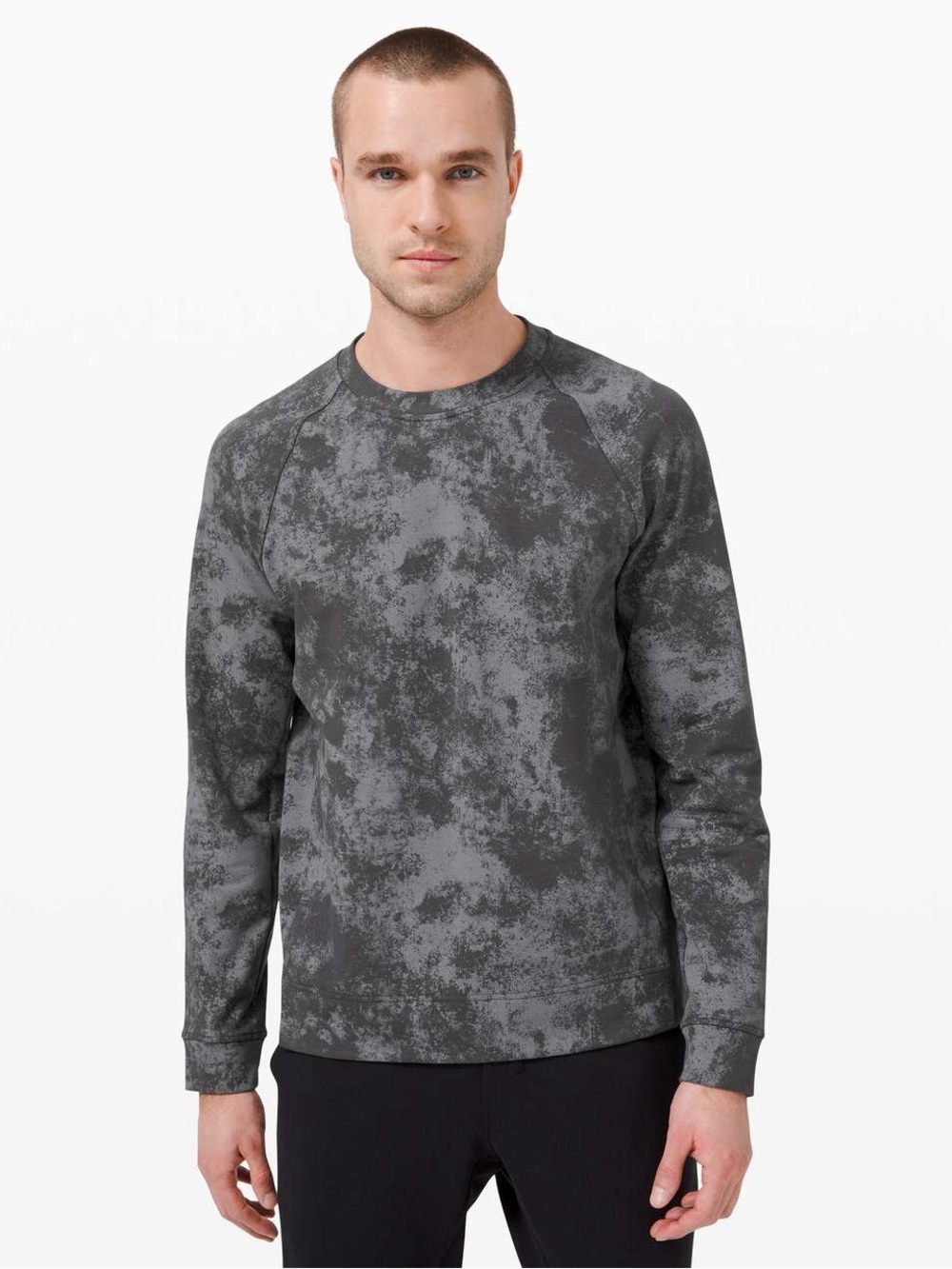 lululemon athletica Men's Dark Gray Patterned Crewneck Sweatshirt